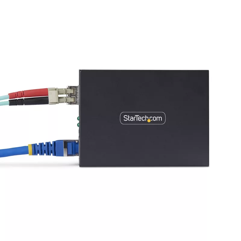 StarTech.com Convertidor de medios Gigabit Ethernet de cobre a fibra óptica, SM LC, 40 km, 10/100/1000 Mbit/s, RJ45 a LC, metal completo, tramas jumbo de 9K, conforme TAA