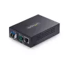 StarTech.com Convertidor de medios Gigabit Ethernet de cobre a fibra óptica, SM LC, 40 km, 10/100/1000 Mbit/s, RJ45 a LC, metal completo, tramas jumbo de 9K, conforme TAA