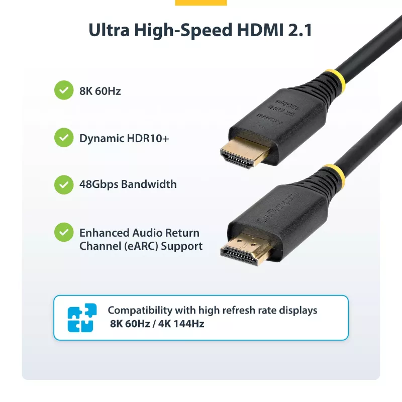 StarTech.com HDMI21-CBL-8K60-4M Cable HDMI HDMI Type-A (estándar) negro