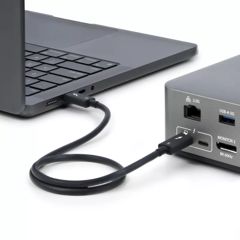 StarTech.com Cable Thunderbolt 5 de 2,6ft (80 cm), 80Gbps/hasta 120Gbps, 240W PD, 8K 60Hz, cable Thunderbolt certificado, compatible con Thunderbolt 4/USB4/USB-C - blanco