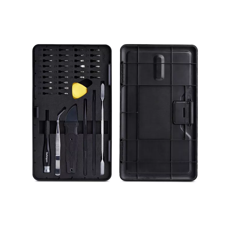 StarTech.com Kit de herramientas de reparación de ordenadores de 40 piezas para portátil/PC/electrónica/teléfono, set de destornilladores de precisión de 30 puntas, tapa extraíble con base magnética, herramientas de palanca