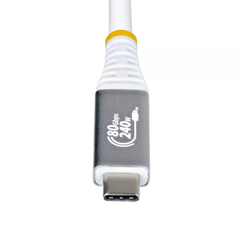 StarTech.com Cable USB4 de 1,5 m, 80Gbit/s, cable USB-C certificado USB-IF, 240W PD, 8K 120Hz/4K 240Hz DP2.1 DP80, funda TPE, compatible con Thunderbolt 4 – Cable USB-C blanco