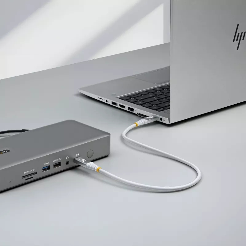 StarTech.com Cable USB4 de 1,5 m, 80Gbit/s, cable USB-C certificado USB-IF, 240W PD, 8K 120Hz/4K 240Hz DP2.1 DP80, funda TPE, compatible con Thunderbolt 4 – Cable USB-C blanco