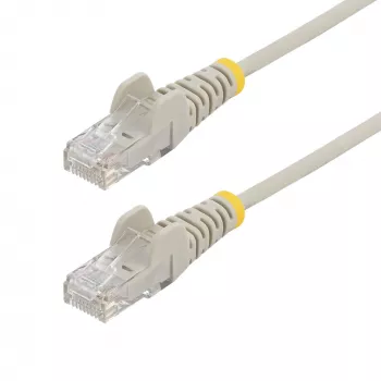StarTech.com Cable Ethernet CAT6 fino de 25 cm gris, protección de lengüeta, 100W PoE, UTP, LSZH, 28AWG cable de cobre desnudo puro, cable de red patch RJ45 fino con alivio de tensión, probado individualmente