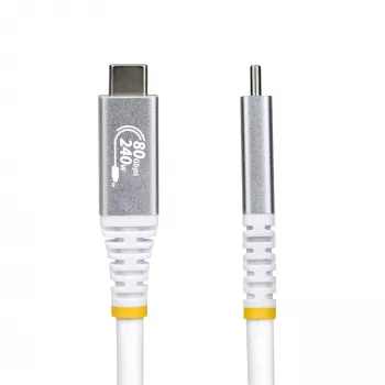 StarTech.com Cable USB4 de 1 m (3 ft), 80 Gbit/s, cable USB-C certificado USB-IF, 240 W PD, 8K 120 Hz/4K 240 Hz DP2.1 DP80, funda de TPE, compatible con Thunderbolt 4 – Cable USB-C blanco