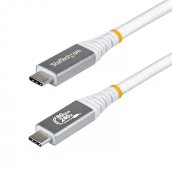 StarTech.com Cable USB4 de 50 cm (1,6ft), 80Gbps, cable USB-C certificado USB-IF, 240W PD, 8K 120Hz/4K 240Hz DP2.1 DP80, funda TPE, compatible con Thunderbolt 4 – Cable USB-C blanco
