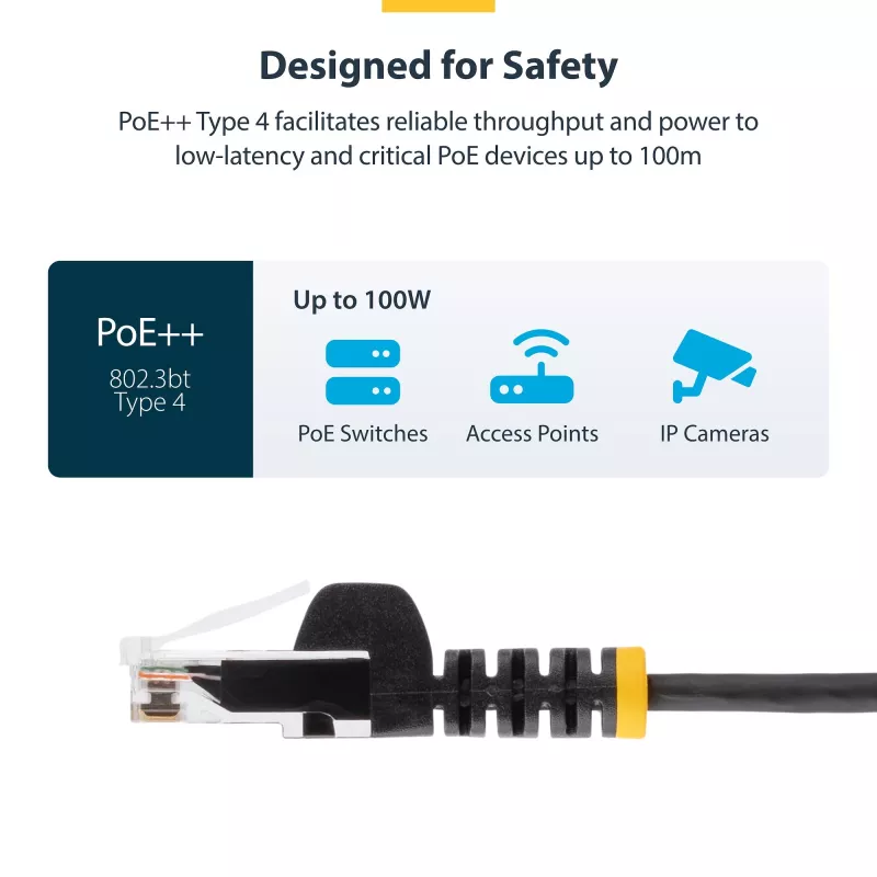 StarTech.com Cable Ethernet CAT6 delgado de 25 cm morado, protección de lengüeta, 100 W PoE, UTP, LSZH, 28AWG hilo de cobre desnudo macizo, cable de red RJ45 delgado con alivio de tensión, probado individualmente