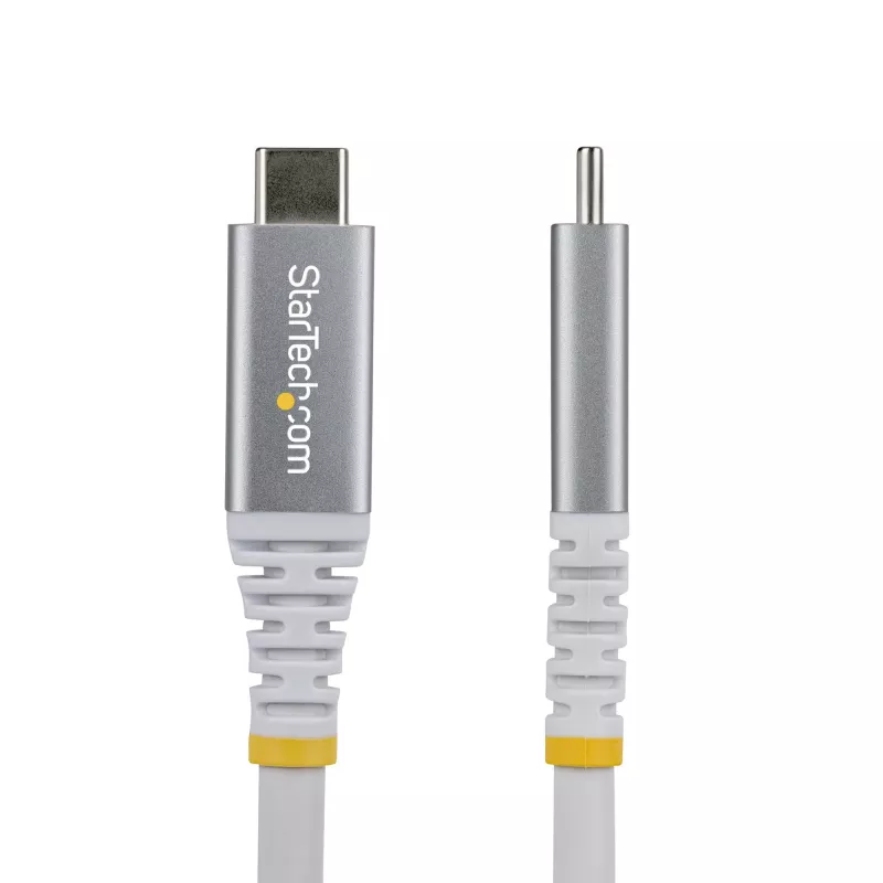 StarTech.com Cable USB4 de 3 m (10 ft), 20 Gbit/s, cable USB-C certificado USB-IF, 60 W PD, 4K 120 Hz DP 1.4, funda de TPE, cable USB-C blanco