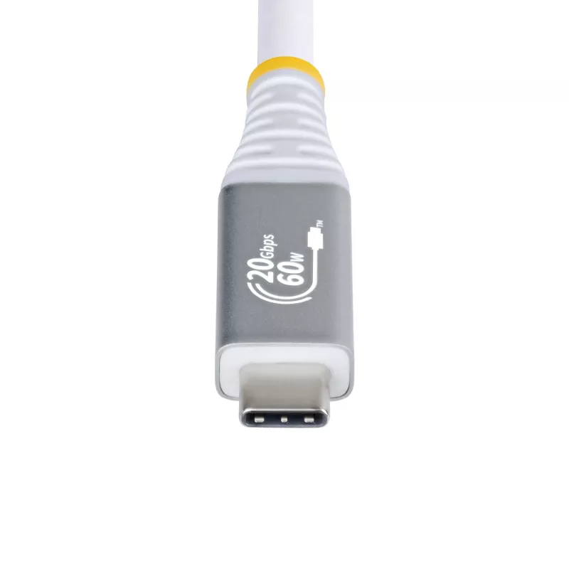 StarTech.com Cable USB4 de 3 m (10 ft), 20 Gbit/s, cable USB-C certificado USB-IF, 60 W PD, 4K 120 Hz DP 1.4, funda de TPE, cable USB-C blanco