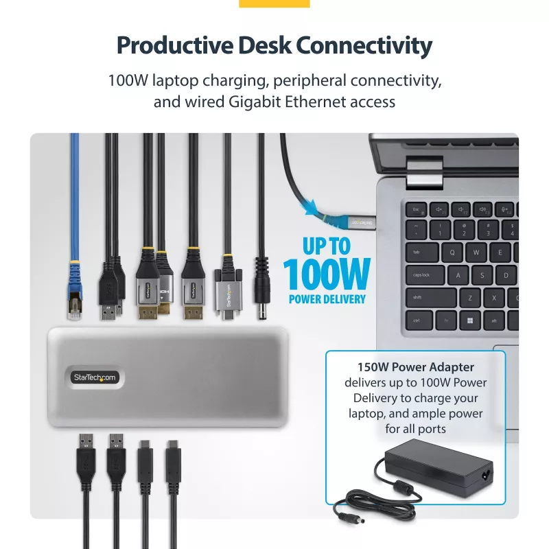 StarTech.com 199UE-USBC-DOCK Docking station/replicador de puertos para portátil con cable USB 3.2 Gen 2 (3.1 Gen 2) Type-C gris