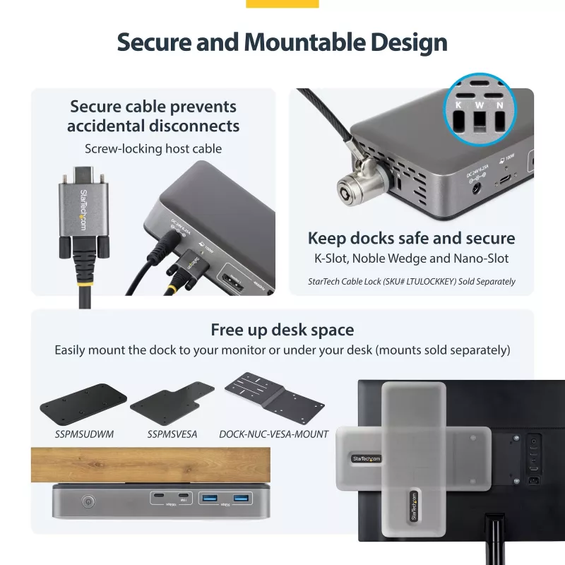 StarTech.com 199UE-USBC-DOCK Docking station/replicador de puertos para portátil con cable USB 3.2 Gen 2 (3.1 Gen 2) Type-C gris