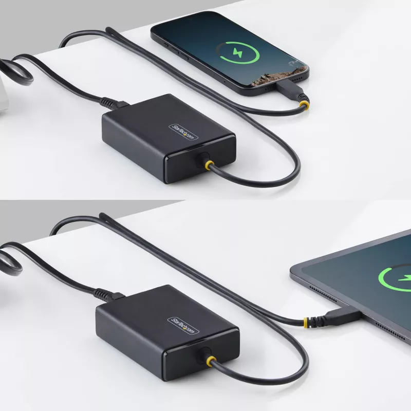 StarTech.com Cargador USB-C para portátil de 100W con cable USB-C fijo de 1,5 m, fuente de alimentación para Dell, XPS, HP ProBook, MacBook Pro, Microsoft Surface Pro