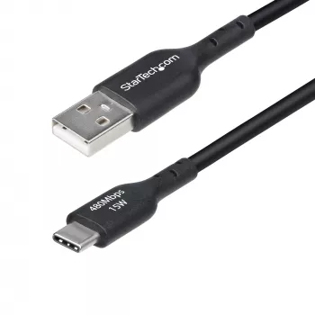 StarTech.com Cable de carga USB-A a USB-C de 15 cm (6in), carga y sincronización, 3A, USB 2.0, funda TPE – Cable de carga USB negro