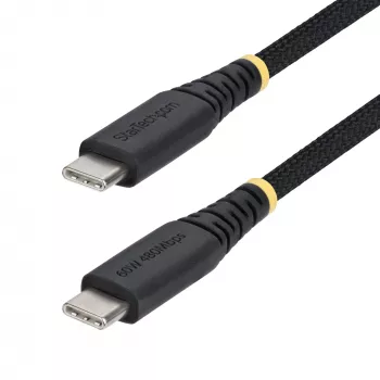 StarTech.com Cable de carga USB-C de 1 m (3ft), 60W (3A) PD, funda de nylon/TPE trenzado de doble capa, cable de carga USB-C resistente, cable de carga para portátil USB 2.0