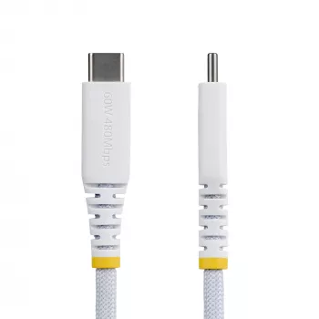 StarTech.com Cable de carga USB-C blanco de 1 m (3ft), 60W (3A) PD, trenzado de nylon/TPE de doble capa, cable de carga USB-C resistente, cable de carga para portátil USB 2.0