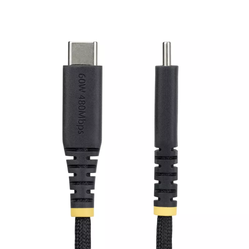 StarTech.com Cable de carga USB-C de 3 m (10ft), 60W (3A) PD, funda de nylon/TPE trenzado de doble capa, cable de carga USB-C resistente, cable de carga para portátil USB 2.0