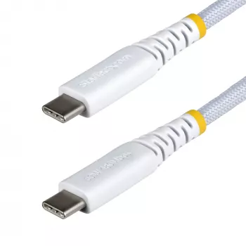 StarTech.com Cable de carga USB-C blanco de 3 m (10ft), 60W (3A) PD, funda de nylon/TPE trenzado de doble capa, cable de carga USB-C resistente, cable de carga para portátil USB 2.0