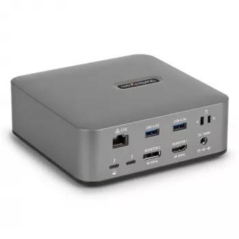 StarTech.com Docking station Thunderbolt 5, DP/HDMI, dock para triple monitor de hasta 4K 144 Hz o doble 8K 60 Hz, 5 puertos USB, carga de portátil de 140 W