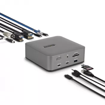 StarTech.com Docking station Thunderbolt 5, DP/HDMI, dock para triple monitor de hasta 4K 144 Hz o doble 8K 60 Hz, 5 puertos USB, carga de portátil de 140 W