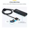 StarTech.com Hub USB-A de 4 puertos, 5 Gbit/s, alimentación por bus, mini hub USB-A a 4x USB-A, cable host extra largo de 61 cm, plástico PCR, hub USB portátil para escritorio/portátil