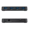 StarTech.com Hub USB-A de 4 puertos, 5 Gbit/s, con alimentación propia, cable host 2 en 1 USB-C y USB-A, 1 puerto de carga BC 1.2, fuente de alimentación de 24 W incluida, MacBook y Windows