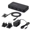 StarTech.com Hub USB-A de 4 puertos, 5 Gbit/s, con alimentación propia, cable host 2 en 1 USB-C y USB-A, 1 puerto de carga BC 1.2, fuente de alimentación de 24 W incluida, MacBook y Windows