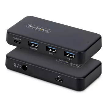 StarTech.com Hub USB-C y USB-A de 4 puertos, 5Gbps, autoalimentado, cable host USB-C y USB-A 2 en 1, 1x USB-C y 3x USB-A (1x BC 1.2), fuente de alimentación de 36W incluida