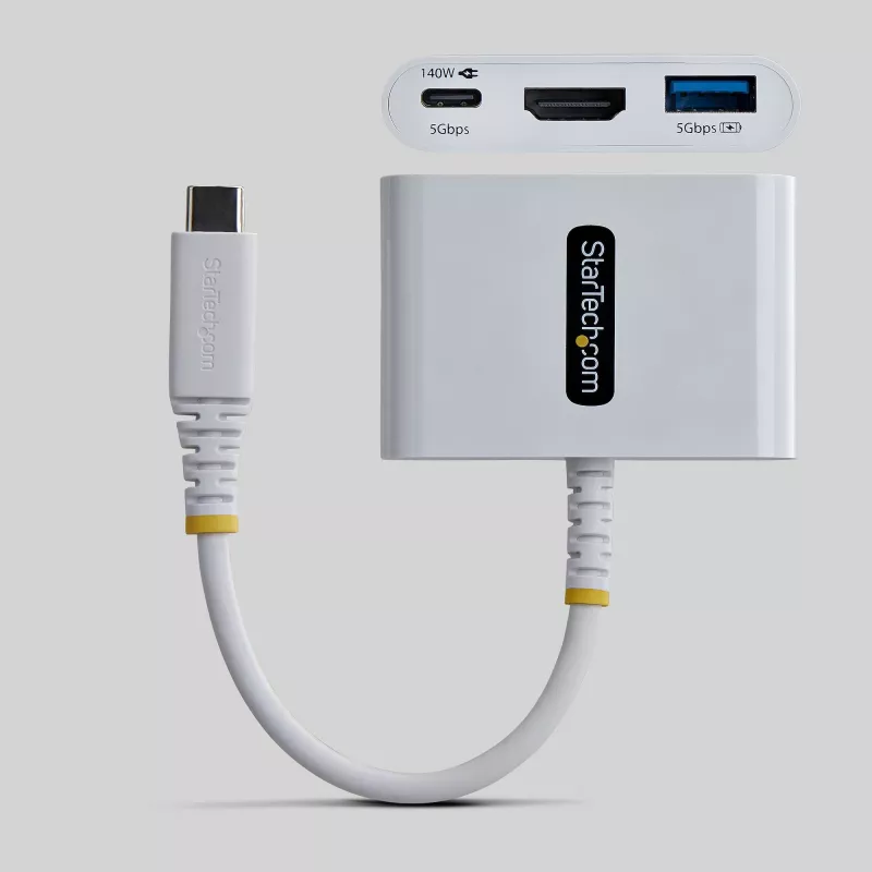 StarTech.com Adaptador multipuerto USB-C a HDMI con carga PD de 140W, HDMI 4K 60Hz, hub USB 5Gbit/s, mini dock para MacBook / Dell / Thinkpad / HP / iPad / tablets