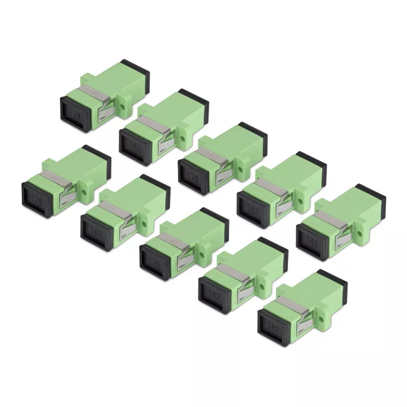 StarTech.com Acoplador SC a SC pack de 10, acoplador de fibra óptica SC monomodo OS2 con brida, adaptador SC/APC simplex