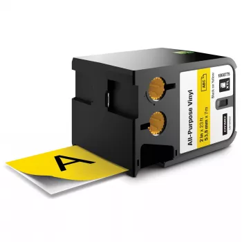 DYMO XTL Etiquetas de vinilo multiusos | 54 mm x 7 m | Negro sobre amarillo