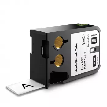 DYMO XTL Etiquetas termorretráctiles | 24 mm x 2,7 m | Negro sobre blanco