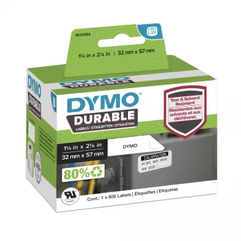 DYMO Original LabelWriter Etiquetas Durable | 57 mm x 32 mm | Blanco Poly | 800 etiquetas autoadhesivas | Alto rendimiento | Para impresoras de etiquetas LabelWriter