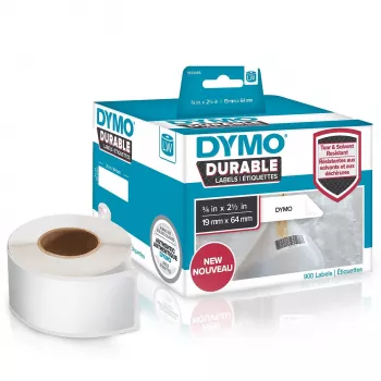 DYMO LW Etiquetas Durable - 19 x 64 mm - 1933085, blanco, etiqueta autoadhesiva para impresora, polipropileno (PP), permanente, rectangular, -18 - 50 °C