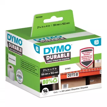 DYMO Original LabelWriter Etiquetas Durable | 59 mm x 102 mm | Blanco polipropileno | 300 etiquetas autoadhesivas | Alto rendimiento | Para impresoras de etiquetas LabelWriter