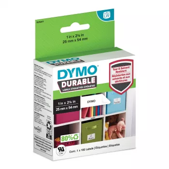 DYMO Original LabelWriter Etiquetas Durable | 25 mm x 54 mm | Blanco Poly | 160 etiquetas autoadhesivas | Alto rendimiento | Para impresoras de etiquetas LabelWriter