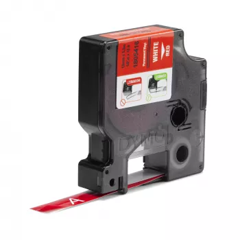 DYMO Rhino Etiquetas de vinilo industriales | 12 mm x 5,5 m | Impresión blanca sobre rojo | Autoadhesivas | para impresoras de etiquetas LabelManager y Rhino