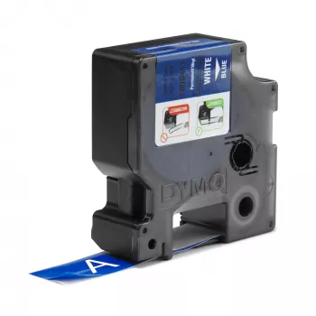 DYMO Rhino Etiquetas de vinilo industriales | 19 mm x 5,5 m | Impresión blanca sobre azul | Autoadhesivas | para impresoras de etiquetas LabelManager y Rhino