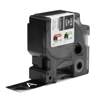 DYMO Rhino Etiquetas de vinilo industriales | 24 mm x 5,5 m | Impresión blanca sobre negro | Autoadhesivas | para impresoras de etiquetas LabelManager y Rhino
