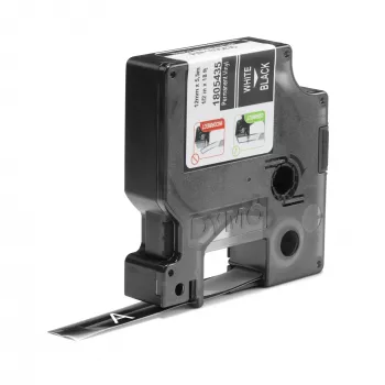 DYMO Rhino Etiquetas de vinilo industriales | 12 mm x 5,5 m | Impresión blanca sobre negro | Autoadhesivas | para impresoras de etiquetas LabelManager y Rhino