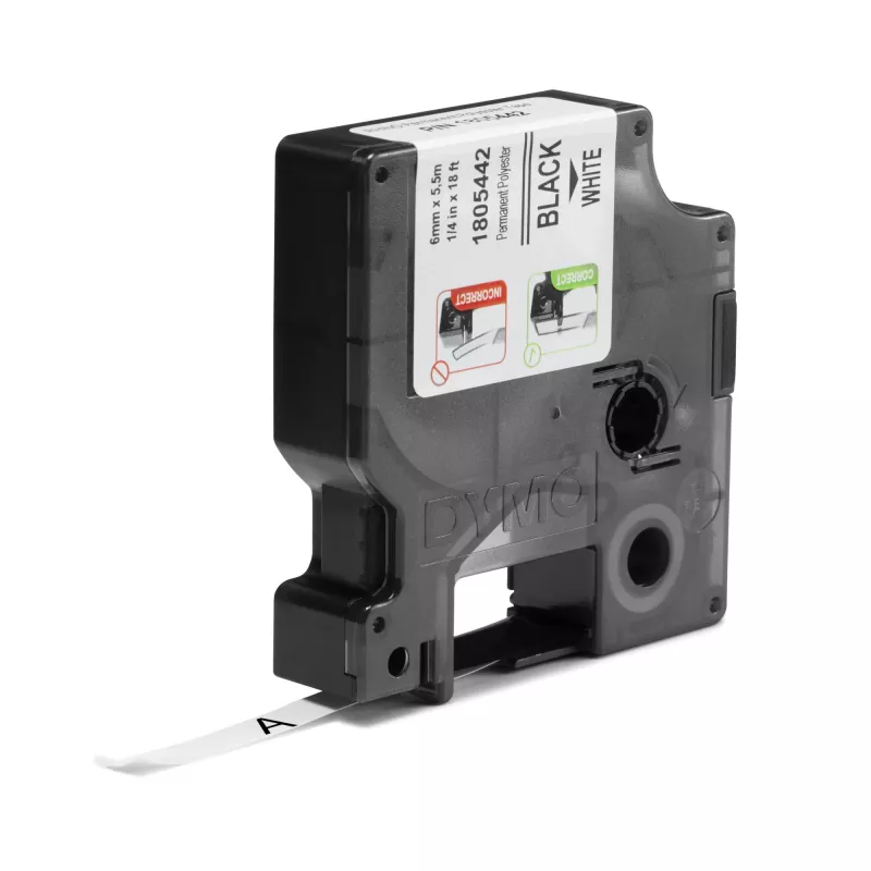 DYMO Rhino Etiquetas de poliéster permanentes industriales | 6 mm x 5,5 m | Impresión negra sobre blanco | Autoadhesivas | para impresoras de etiquetas Rhino y LabelManager