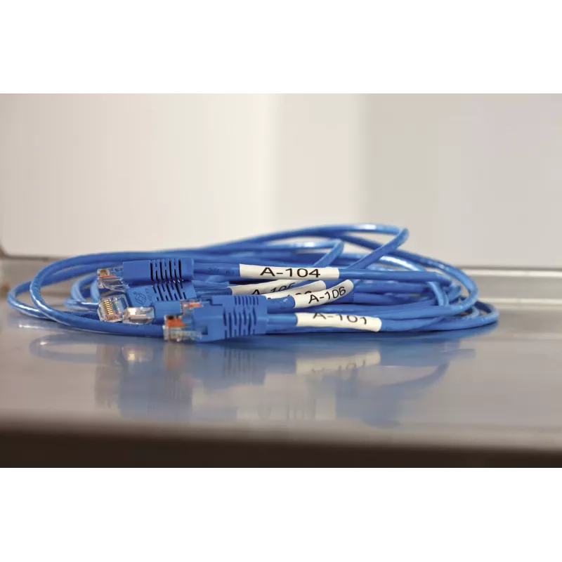 DYMO Rhino Tubos de etiquetas termorretráctiles para cables industriales | 24 mm x 1,5 m | Impresión negra sobre amarillo | para impresoras de etiquetas Rhino