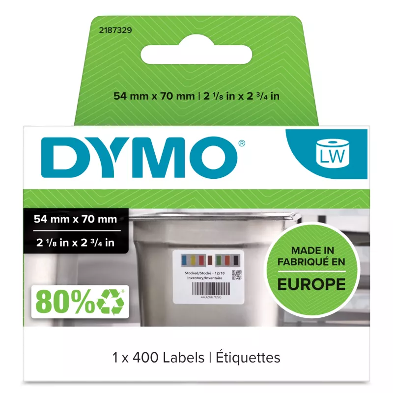 DYMO Authentic LabelWriter Etiquetas para rotación de existencias para la industria alimentaria | 54 mm x 70 mm | 400 etiquetas autoadhesivas codificadas por colores | Para impresoras de etiquetas LabelWriter
