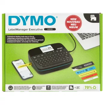 DYMO LabelManager Executive 640 CB Impresora de etiquetas portátil | Etiquetadora compacta con teclado QWERTY | Conectividad Bluetooth y USB | Compatible con etiquetas D1 estándar y resistentes
