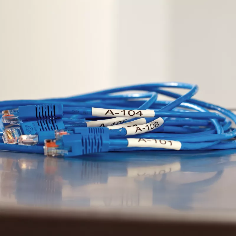 DYMO Rhino Tubos de etiquetas termorretráctiles para cables industriales | 12 mm x 1,5 m | Impresión negra sobre blanco | para etiquetadoras Rhino