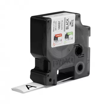 DYMO Rhino Tubos de etiquetas termorretráctiles para cables industriales | 19 mm x 1,5 m | Impresión negra sobre blanco | Autoadhesivas | para impresoras de etiquetas Rhino