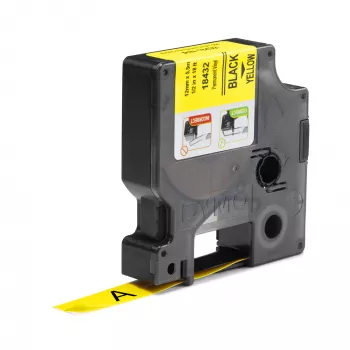 DYMO Rhino Etiquetas de vinilo industriales | 12 mm x 5,5 m | Impresión negra sobre amarillo | Autoadhesivas | para impresoras de etiquetas Rhino y LabelManager