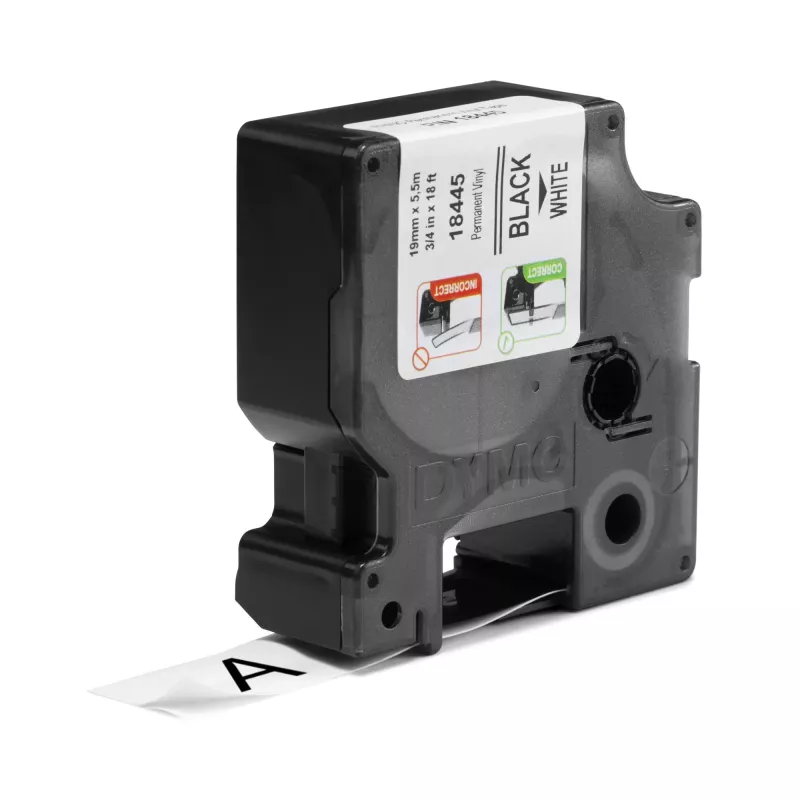 DYMO Rhino Etiquetas de vinilo industriales | 19 mm x 5,5 m | Impresión negra sobre blanco | Autoadhesivas | para impresoras de etiquetas Rhino y LabelManager