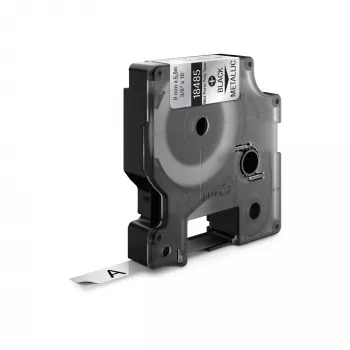 DYMO Rhino Etiquetas de poliéster permanente industriales | 9 mm x 5,5 m | Impresión negra sobre metalizado | Autoadhesivas | para impresoras de etiquetas Rhino y LabelManager