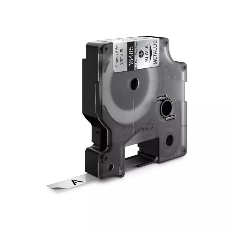 DYMO Rhino Etiquetas de poliéster permanente industriales | 9 mm x 5,5 m | Impresión negra sobre metalizado | Autoadhesivas | para impresoras de etiquetas Rhino y LabelManager
