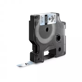DYMO Rhino Etiquetas de poliéster permanente industriales | 9 mm x 5,5 m | Impresión negra sobre transparente | Autoadhesivas | para impresoras de etiquetas LabelManager y Rhino